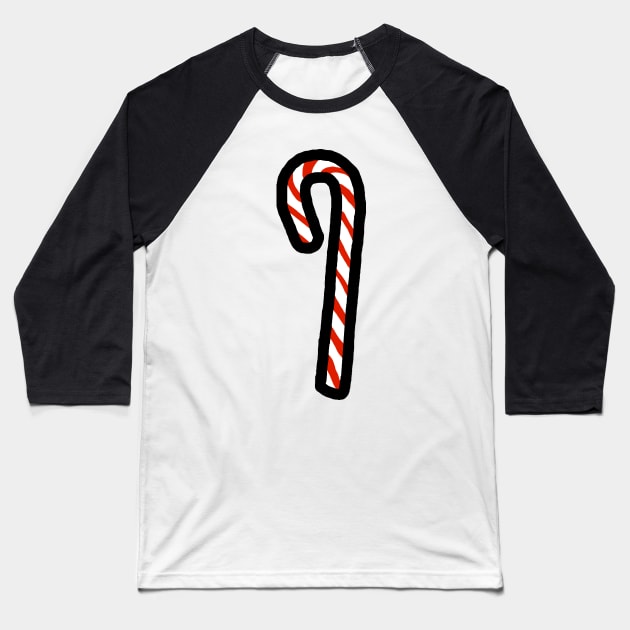 One Candy Cane for Christmas Baseball T-Shirt by ellenhenryart